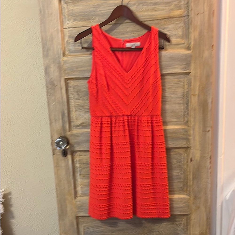 LOFT V-Neck Pleated Dress